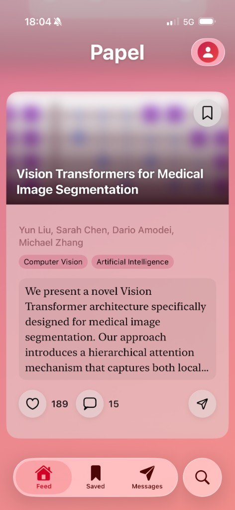 Papel feed showing a paper card