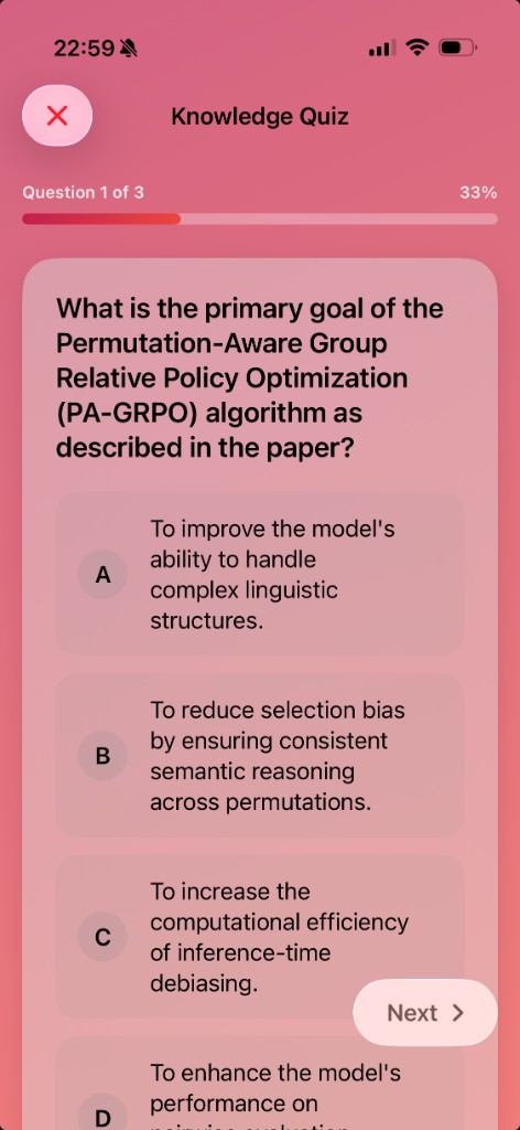 Knowledge quiz in Papel